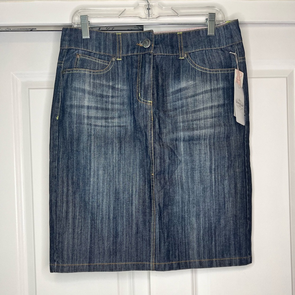DownEast Basics Rollercoaster low rise five pocket denim skirt